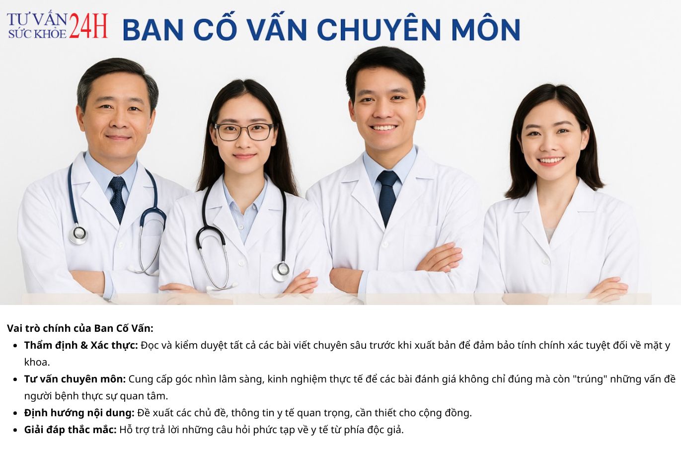 Ban Cố Vấn Chuyên Môn của Đội ngũ Review Tư Vấn Sức Khỏe 24h